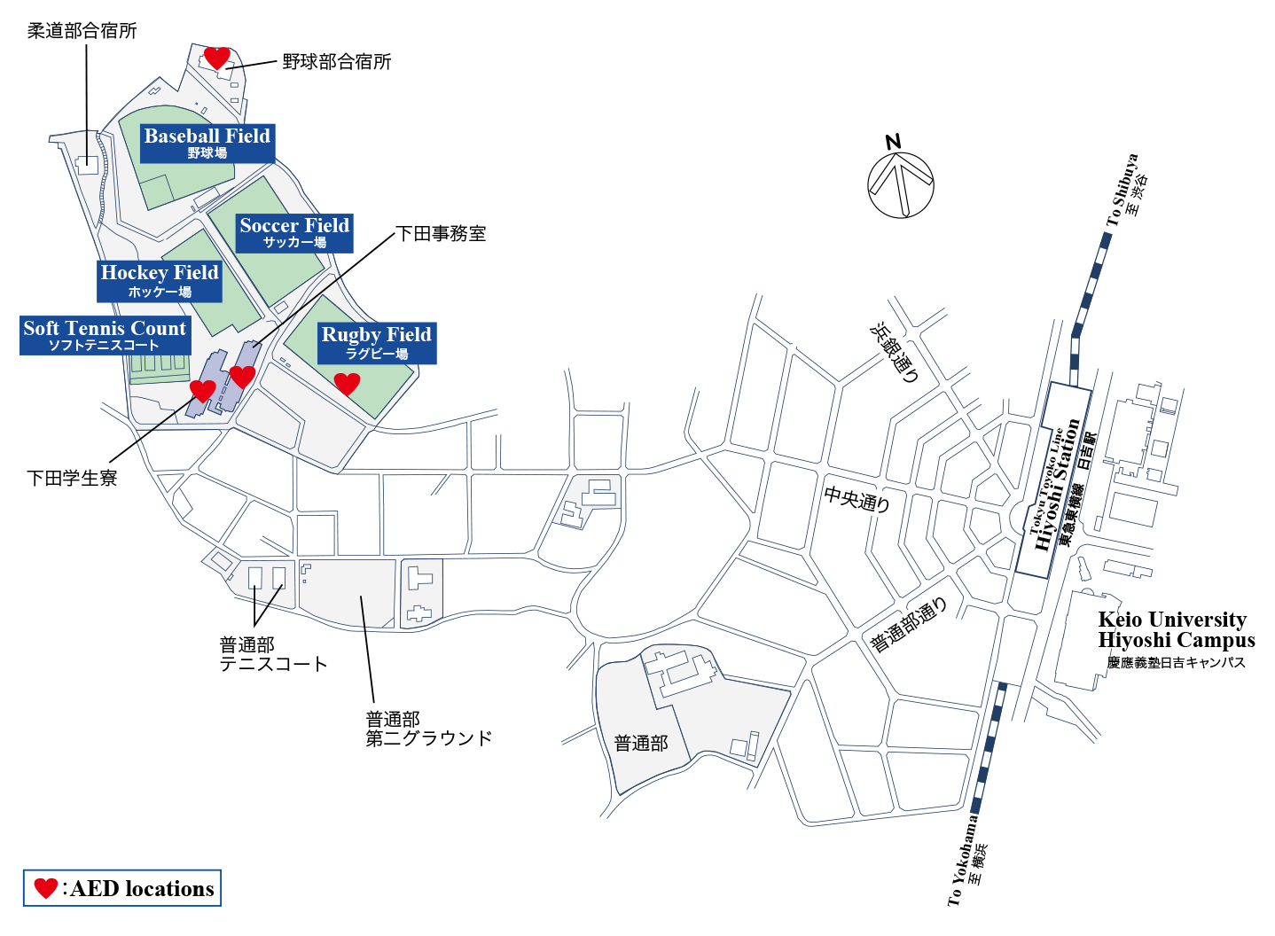 地図：下田地区 体育会施設