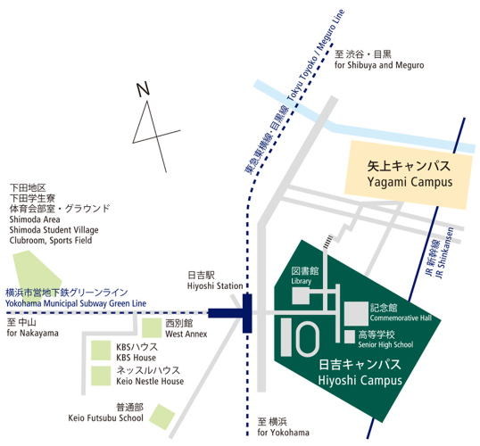 地図：日吉・下田体育会事務室